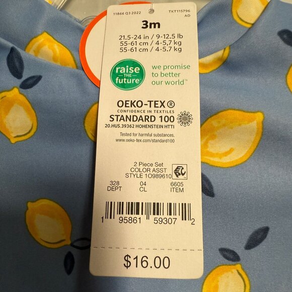 Carter's Just One You Baby Girls' 2pc Lemon Rash Guard Set -  3M - Picture 8 of 8